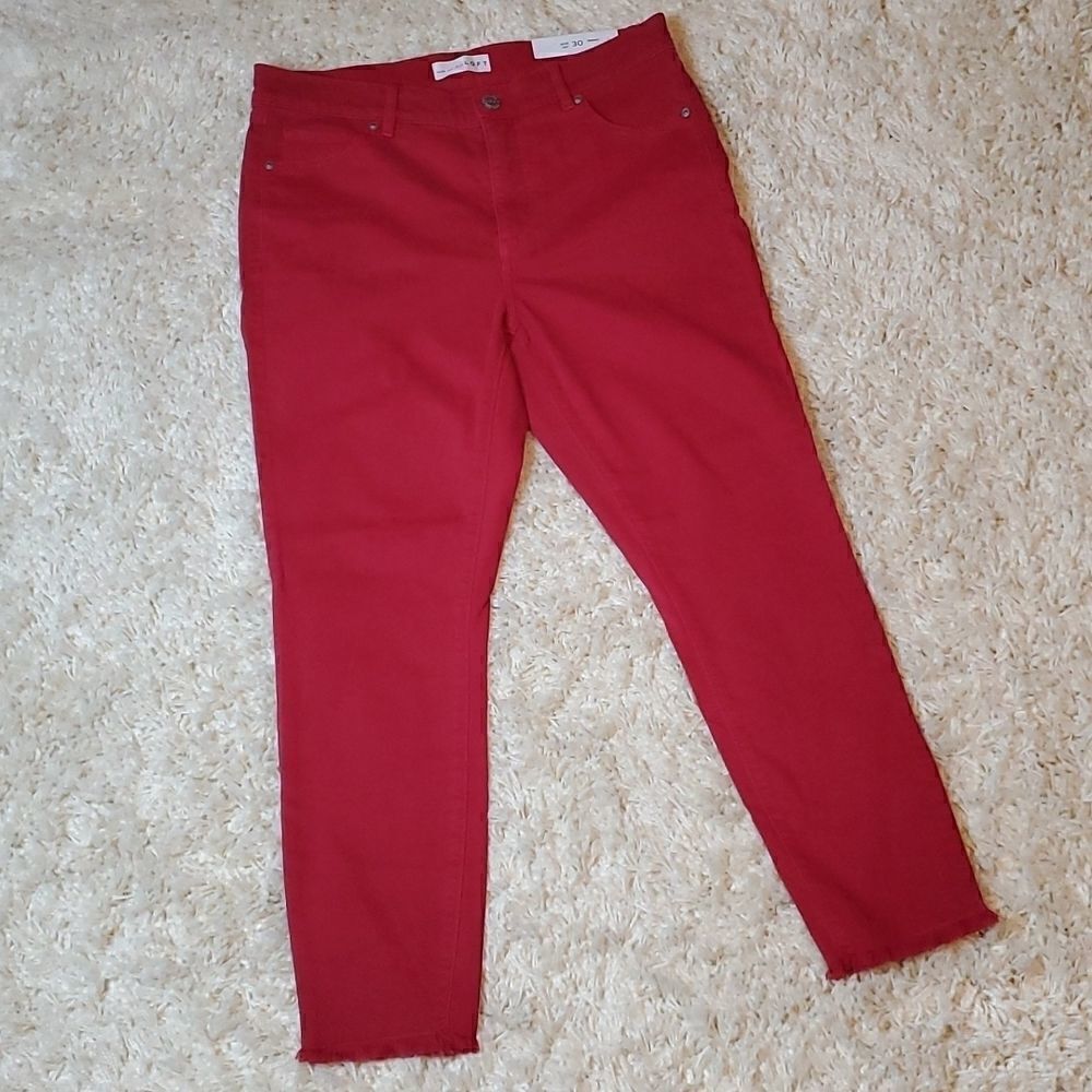 LOFT Slim Pockets Skinny Frayed Hem Jeans